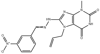 3-nitrobenzaldehyde (7-allyl-3-methyl-2,6-dioxo-2,3,6,7-tetrahydro-1H-purin-8-yl)hydrazone 结构式
