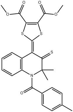 dimethyl 2-(2,2-dimethyl-1-(4-methylbenzoyl)-3-thioxo-2,3-dihydro-4(1H)-quinolinylidene)-1,3-dithiole-4,5-dicarboxylate 结构式