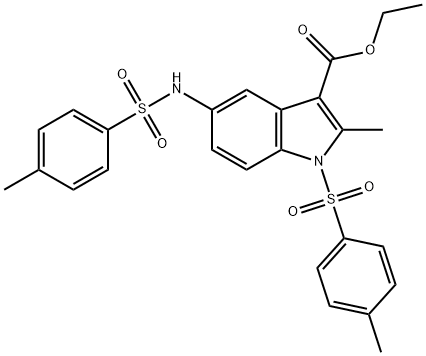 ethyl 2-methyl-1-[(4-methylphenyl)sulfonyl]-5-{[(4-methylphenyl)sulfonyl]amino}-1H-indole-3-carboxylate 结构式