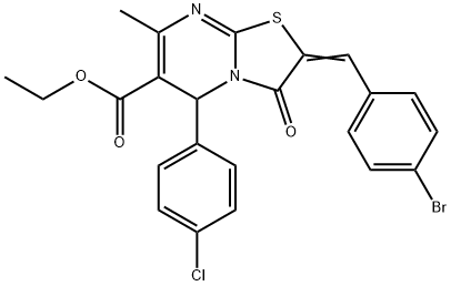 ethyl 2-(4-bromobenzylidene)-5-(4-chlorophenyl)-7-methyl-3-oxo-2,3-dihydro-5H-[1,3]thiazolo[3,2-a]pyrimidine-6-carboxylate 结构式