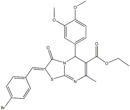 ethyl 2-(4-bromobenzylidene)-5-(3,4-dimethoxyphenyl)-7-methyl-3-oxo-2,3-dihydro-5H-[1,3]thiazolo[3,2-a]pyrimidine-6-carboxylate 结构式
