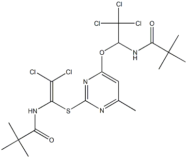 N-{2,2-dichloro-1-[(4-methyl-6-{2,2,2-trichloro-1-[(2,2-dimethylpropanoyl)amino]ethoxy}-2-pyrimidinyl)sulfanyl]vinyl}-2,2-dimethylpropanamide 结构式