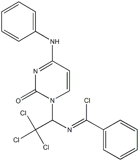 N-[1-(4-anilino-2-oxo-1(2H)-pyrimidinyl)-2,2,2-trichloroethyl]benzenecarboximidoyl chloride 结构式