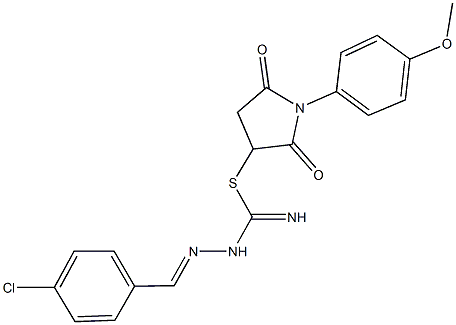 1-(4-methoxyphenyl)-2,5-dioxo-3-pyrrolidinyl 2-(4-chlorobenzylidene)hydrazinecarbimidothioate 结构式