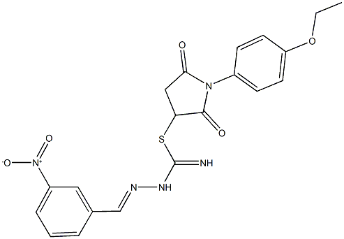 1-(4-ethoxyphenyl)-2,5-dioxo-3-pyrrolidinyl 2-{3-nitrobenzylidene}hydrazinecarbimidothioate 结构式