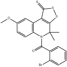 5-(2-bromobenzoyl)-8-methoxy-4,4-dimethyl-4,5-dihydro-1H-[1,2]dithiolo[3,4-c]quinoline-1-thione 结构式