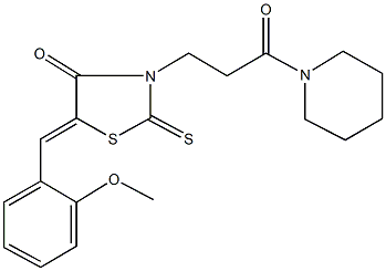 5-(2-methoxybenzylidene)-3-[3-oxo-3-(1-piperidinyl)propyl]-2-thioxo-1,3-thiazolidin-4-one 结构式