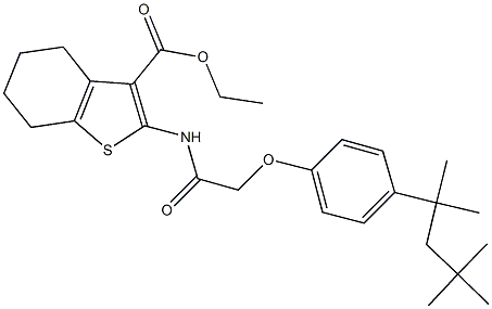 ethyl 2-({[4-(1,1,3,3-tetramethylbutyl)phenoxy]acetyl}amino)-4,5,6,7-tetrahydro-1-benzothiophene-3-carboxylate 结构式