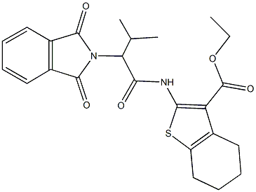 ethyl 2-{[2-(1,3-dioxo-1,3-dihydro-2H-isoindol-2-yl)-3-methylbutanoyl]amino}-4,5,6,7-tetrahydro-1-benzothiophene-3-carboxylate 结构式