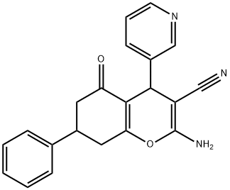 2-amino-5-oxo-7-phenyl-4-(3-pyridinyl)-5,6,7,8-tetrahydro-4H-chromene-3-carbonitrile 结构式