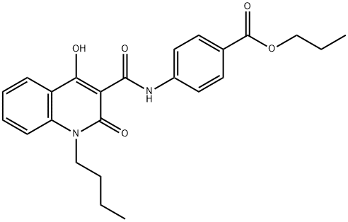 propyl 4-{[(1-butyl-4-hydroxy-2-oxo-1,2-dihydroquinolin-3-yl)carbonyl]amino}benzoate 结构式