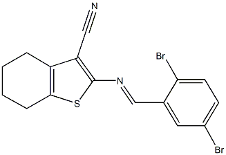 2-[(2,5-dibromobenzylidene)amino]-4,5,6,7-tetrahydro-1-benzothiophene-3-carbonitrile 结构式