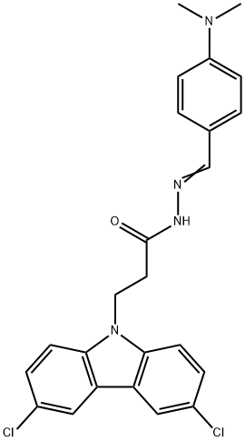 3-(3,6-dichloro-9H-carbazol-9-yl)-N'-[4-(dimethylamino)benzylidene]propanohydrazide 结构式