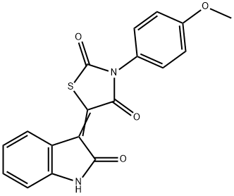 3-(4-methoxyphenyl)-5-(2-oxo-1,2-dihydro-3H-indol-3-ylidene)-1,3-thiazolidine-2,4-dione 结构式