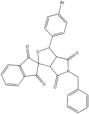 5-benzyl-1-(4-bromophenyl)dihydrospiro(1H-furo[3,4-c]pyrrole-3,2'-[1'H]-indene)-1',3',4,6(2'H,3H,5H)-tetraone 结构式