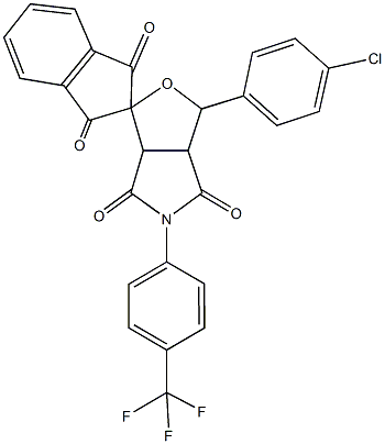 1-(4-chlorophenyl)-5-[4-(trifluoromethyl)phenyl]-3a,6a-dihydrospiro(1H-furo[3,4-c]pyrrole-3,2'-[1'H]-indene)-1',3',4,6(2'H,3H,5H)-tetrone 结构式