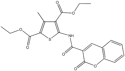 diethyl 3-methyl-5-{[(2-oxo-2H-chromen-3-yl)carbonyl]amino}-2,4-thiophenedicarboxylate 结构式