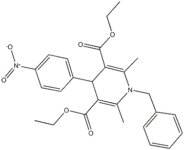 diethyl 1-benzyl-4-{4-nitrophenyl}-2,6-dimethyl-1,4-dihydro-3,5-pyridinedicarboxylate 结构式