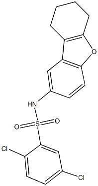 2,5-dichloro-N-(6,7,8,9-tetrahydrodibenzo[b,d]furan-2-yl)benzenesulfonamide 结构式