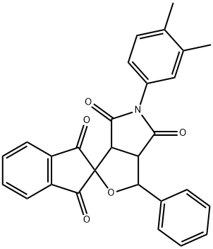 5-(3,4-dimethylphenyl)-1-phenyl-3a,6a-dihydrospiro[1H-furo[3,4-c]pyrrole-3,2'-(1'H)-indene]-1',3',4,6(2'H,3H,5H)-tetrone 结构式