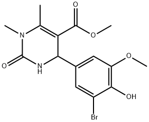 methyl 4-(3-bromo-4-hydroxy-5-methoxyphenyl)-1,6-dimethyl-2-oxo-1,2,3,4-tetrahydropyrimidine-5-carboxylate 结构式