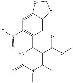 methyl 4-{6-nitro-1,3-benzodioxol-5-yl}-1,6-dimethyl-2-oxo-1,2,3,4-tetrahydro-5-pyrimidinecarboxylate 结构式