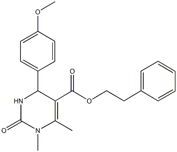 2-phenylethyl 4-(4-methoxyphenyl)-1,6-dimethyl-2-oxo-1,2,3,4-tetrahydro-5-pyrimidinecarboxylate 结构式