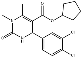 cyclopentyl 4-(3,4-dichlorophenyl)-1,6-dimethyl-2-oxo-1,2,3,4-tetrahydro-5-pyrimidinecarboxylate 结构式