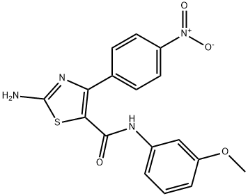 2-amino-4-{4-nitrophenyl}-N-(3-methoxyphenyl)-1,3-thiazole-5-carboxamide 结构式