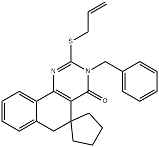 2-(allylsulfanyl)-3-benzyl-5,6-dihydrospiro(benzo[h]quinazoline-5,1'-cyclopentane)-4(3H)-one 结构式