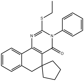 2-(ethylsulfanyl)-4-oxo-3-phenyl-3,4,5,6-tetrahydrobenzo[h]quinazoline-5-spiro-1'-cyclopentane 结构式