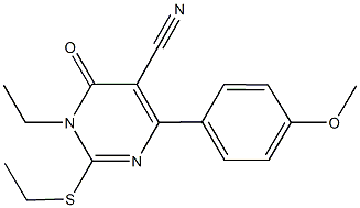 1-ethyl-2-(ethylsulfanyl)-4-(4-methoxyphenyl)-6-oxo-1,6-dihydropyrimidine-5-carbonitrile 结构式