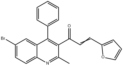 1-(6-bromo-2-methyl-4-phenyl-3-quinolinyl)-3-(2-furyl)-2-propen-1-one 结构式