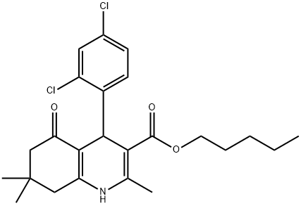 pentyl 4-(2,4-dichlorophenyl)-2,7,7-trimethyl-5-oxo-1,4,5,6,7,8-hexahydro-3-quinolinecarboxylate 结构式