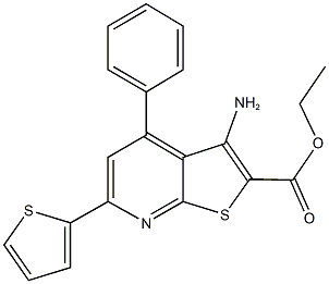 ethyl 3-amino-4-phenyl-6-(2-thienyl)thieno[2,3-b]pyridine-2-carboxylate 结构式