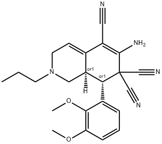 6-amino-8-(2,3-dimethoxyphenyl)-2-propyl-2,3,8,8a-tetrahydro-5,7,7(1H)-isoquinolinetricarbonitrile 结构式