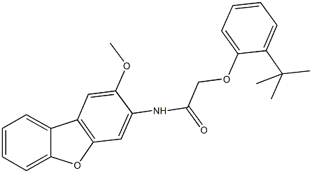 2-(2-tert-butylphenoxy)-N-(2-methoxydibenzo[b,d]furan-3-yl)acetamide 结构式