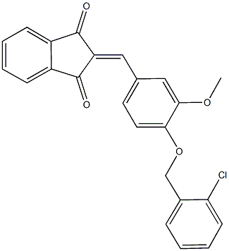 2-{4-[(2-chlorobenzyl)oxy]-3-methoxybenzylidene}-1H-indene-1,3(2H)-dione 结构式