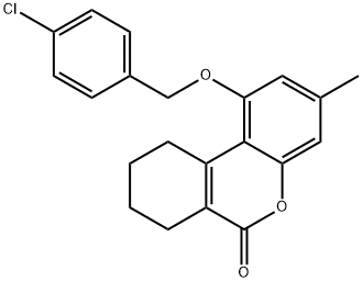 1-[(4-chlorobenzyl)oxy]-3-methyl-7,8,9,10-tetrahydro-6H-benzo[c]chromen-6-one 结构式