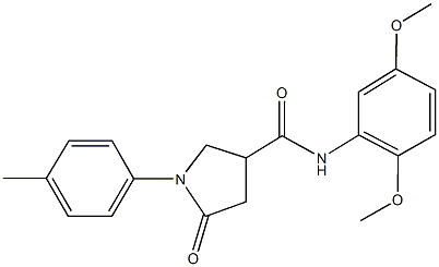 N-(2,5-dimethoxyphenyl)-1-(4-methylphenyl)-5-oxo-3-pyrrolidinecarboxamide 结构式