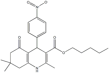 pentyl 4-{4-nitrophenyl}-2,7,7-trimethyl-5-oxo-1,4,5,6,7,8-hexahydroquinoline-3-carboxylate 结构式