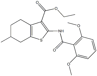 ethyl 2-[(2,6-dimethoxybenzoyl)amino]-6-methyl-4,5,6,7-tetrahydro-1-benzothiophene-3-carboxylate 结构式
