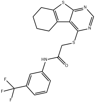 2-(5,6,7,8-tetrahydro[1]benzothieno[2,3-d]pyrimidin-4-ylsulfanyl)-N-[3-(trifluoromethyl)phenyl]acetamide 结构式