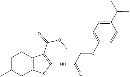 methyl 2-{[(4-isopropylphenoxy)acetyl]amino}-6-methyl-4,5,6,7-tetrahydro-1-benzothiophene-3-carboxylate 结构式