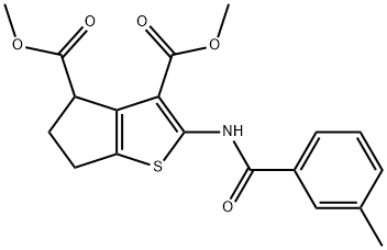 dimethyl 2-[(3-methylbenzoyl)amino]-5,6-dihydro-4H-cyclopenta[b]thiophene-3,4-dicarboxylate 结构式