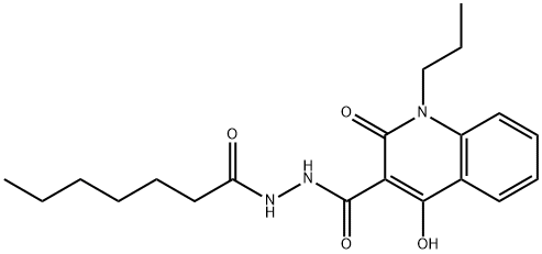 N'-heptanoyl-4-hydroxy-2-oxo-1-propyl-1,2-dihydroquinoline-3-carbohydrazide 结构式