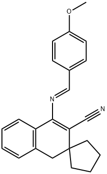 1-{[(4-methoxyphenyl)methylidene]amino}-3,4-dihydrospiro[naphthalene-3,1'-cyclopentane]-2-carbonitrile 结构式