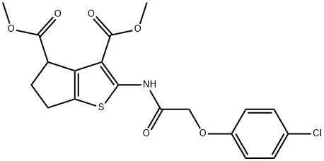 dimethyl 2-{[(4-chlorophenoxy)acetyl]amino}-5,6-dihydro-4H-cyclopenta[b]thiophene-3,4-dicarboxylate 结构式