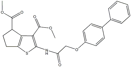 dimethyl 2-{[([1,1'-biphenyl]-4-yloxy)acetyl]amino}-5,6-dihydro-4H-cyclopenta[b]thiophene-3,4-dicarboxylate 结构式