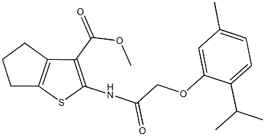 methyl 2-{[(2-isopropyl-5-methylphenoxy)acetyl]amino}-5,6-dihydro-4H-cyclopenta[b]thiophene-3-carboxylate 结构式